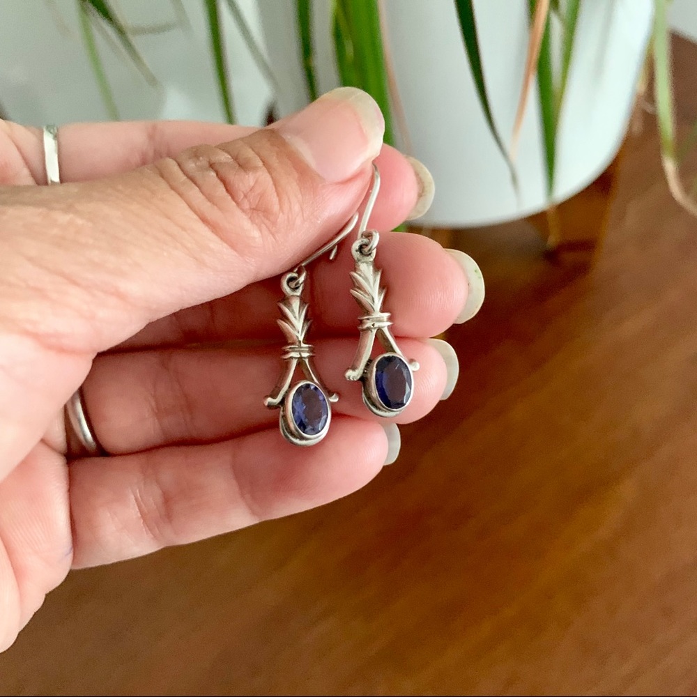 Solid Silver Amethyst Earrings - image 3